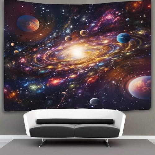 CTAMM Universum Planet Wandteppich Wandtuch Wandbehang Tapestry Tapisserie Wanddekoration Weltraum Wandkunst Wandtücher 180cmx230cm