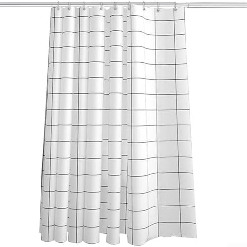 Rideau de douche imperméable à motif damier noir et blanc - Rideau de douche moderne avec crochets pour salle de bain (180 x 180 cm)