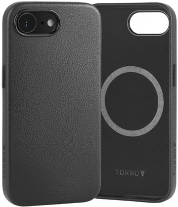 TORRO Case Compatible with iPhone 16e (2025 – 6.1”) – Premium Leather MagSafe Charging Compatible Slim Bumper Case (Black)