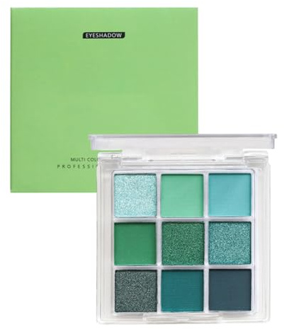 Grüne Lidschatten Palette - Lidschatten Grün | 9 Farben Matte Pigment Lidschatten Palette, Dramatischer Look, Augen Make-up Glitzer Wasserdicht Ästhetisch
