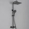 DERW Thermostatic Shower Mixer Set with 12 Square Rainfall Shower Head, 5-Mode Round Handheld Shower with Rotating Bracket, Anti-Leak Hose,Easy Install, Suitable for Bathrooms (Black)