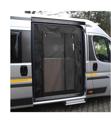 Zanzariera Magnetica Porta Scorrevole 180x133 – Protezione Insetti per Camper, Motorhome, Porta Laterale, Parasol, Accessorio VeicoloBlack,One Size