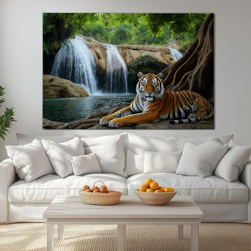 Dekoration Malerei Natürliche Landschaft Wasserfall Tiger Hochwertiger Kunstdruck Wanddekoration Bilder, Schlafzimmer Wohnzimmer Leinwand Malerei 100 X 50 Cm (L X B) Rahmenlos Kunst Poster
