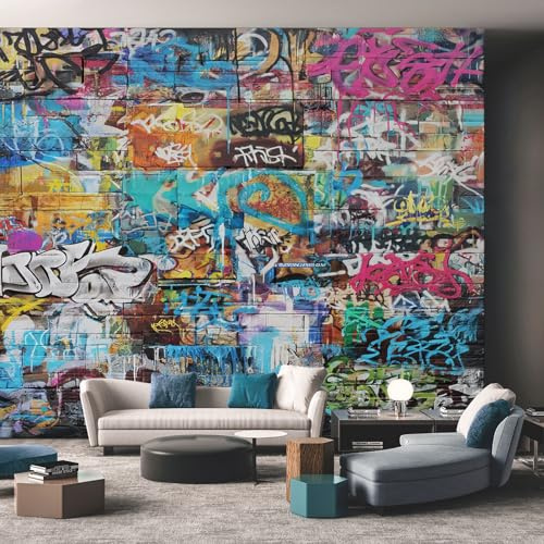 Generisch Tapete Bunt Graffiti Vliestapete Abstrakt Straßenkunst 366X254cm Fototapete Wohnzimmer Motivtapete Schlafzimmer Tapeten Deko, Mustertapete, Wandtapete D1
