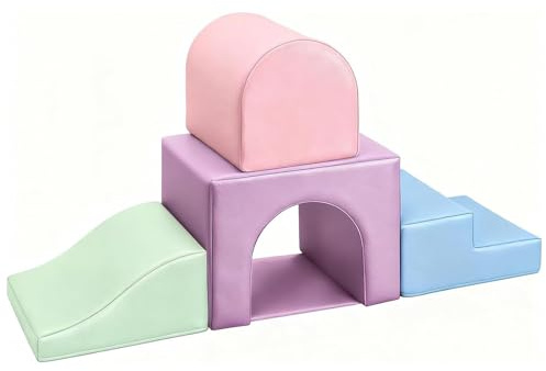 GeerWest Parcours Motricité Bébé 4 Pièces: Module Motricité Enfant Cuir PU Blocs Mousse Éducatifs - Jouets Descalade Bébé Structure d'escalade Antidérapante Ensemble Arche Elliptique