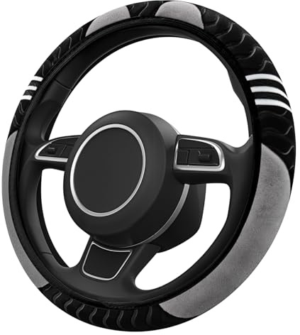 WJMY Auto Lenkradbezug Plüsch Winter 37-38cm, Anti Rutsch Universal Lenkradschutz, 14,5-15zoll Weiches Komfort Warm Steering Wheel Cover, Für D-förmige und runde Lenkräder (Gray)