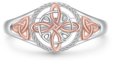 Flyow 925 Sterlingsilber Hexenknoten-Ring Keltischer Knoten für Frauen | Zweifarbiges Design, Symbolischer Schutzring, Traditioneller Irischer Schmuck, Filigrane Verarbeitung
