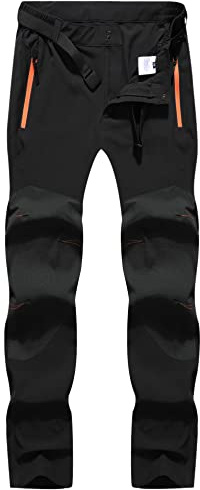 DAFENP Pantalones Trekking Hombre Impermeable Montaña Senderismo Alpinismo Ligero Transpirable Secado Rápido Aire Libre KZ1803M-Black-S