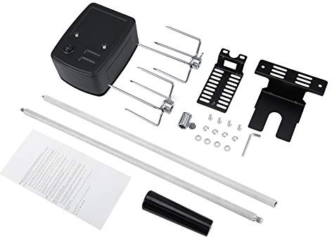 CEMTUKLBP Universal Rotisserie Kit for BBQ, Stainless Steel Grill Rotisserie with Electric Motor, Includes Spit Rod Meat Forks for Chicken Turkey, Fits Most Gas Charcoal Grills