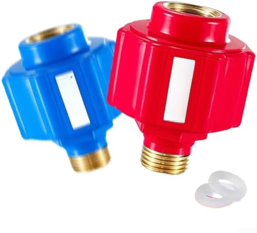Mehrzweck-Durchlauferhitzer, Anti-Elektrizitäts-Wand, Sicherheitsstecker, auslaufsicher, isoliert, Metall, ABS, 10,2 cm Gewinde (rot und blau, 1 Paar)