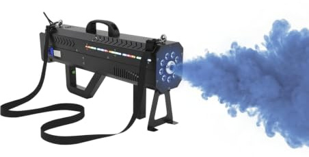 Nebelpistole Handrauchkanone Nebelmaschine mit 9 LEDs 1500W Handheld Nebelmaschine mit Ständer/Gurt Dual Use 25000CFM Fog Machine Rauchmaschine für Party, Halloween, DJ-Events, Bühnenauftritte