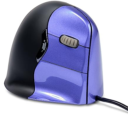BakkerElkhuizen Evoluent4 Small, vertikale Maus, ergonomisch, kabelgebunden, Rechtshänder, Schwarz/Lila