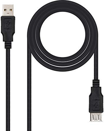 Nanocable 10.01.0204-Bk - Cavo Prolunga USB 2.0, Tipo A/M-A/F, Maschio-Femmina, Nero, 3 Ms
