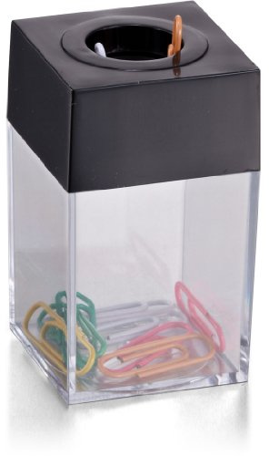 Officemate Small Clip Dispenser with Magnetic Top, Clear/Black (93687)