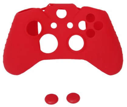 Cover Protettiva In Silicone Rosso + 2 Tappi Per Xbox One Gioco Joystick Controller