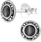 EYS JEWELRY Ohrringe Silber 925 Damen rund schwarz grau Ohrstecker Katzenauge oxidiert 7mm Vintage Schmuck Geschenke für Frauen im Schmucketui