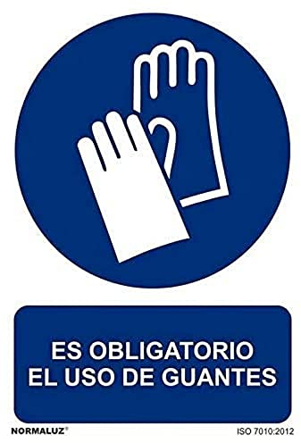 Normaluz RD20603 - Señal Adhesiva Es Obligatorio El Uso de Guantes Adhesivo de Vinilo, Azul, 20X30 cm