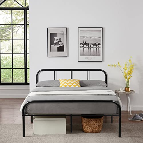 EGGREE Gästebett Doppelbett Metallbett Tagesbett Jugendbett Kinderbett Metall Bettgestell Bett Sofa mit Lattenrost für Kinderzimmer Gästezimmer Schlafzimmer Schwarz 140x190cm