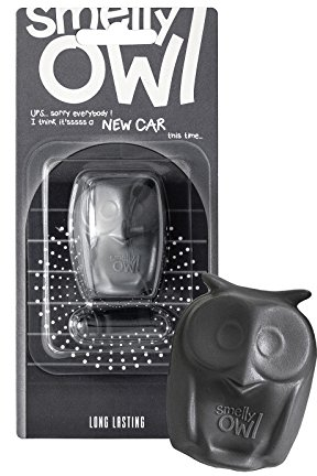 Smelly Owl Lufterfrischer fürs Auto, Dufteule zur Montage an jedem Lüftungsgitter +/-45 Tage Frische im Auto, Made in The EU (Schwarz/New Car)