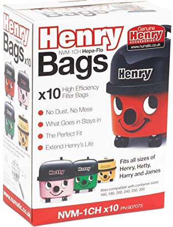 Henry Lot de 10 sacs à poussière en papier double couche pour aspirateur Numatic Hoover