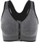 CLOUSPO Sports Bra Post Surgery Bra Zip Front Wireless with Removable Pads Yoga Bra for Workout Fitness(S,Grey)
