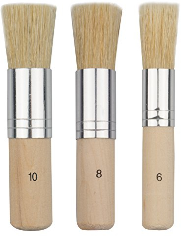 Sinblue 3 Stück Schablonierpinsel Holz Schablone Pinsel Naturborsten Pinsel Perfekt für Acryl, Öl Gemälde, Aquarell Malerei, Schablone Project, Karte Machen und DIY Art Crafts