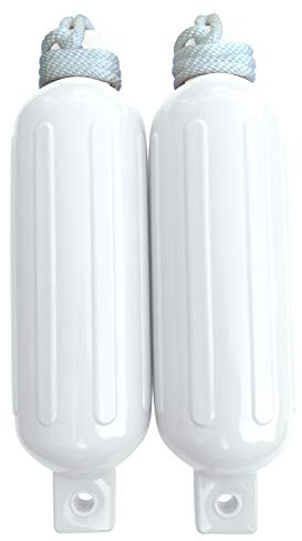 Dock Edge + Twin Eye, Dolphin Boat Fender, Ribbed, 5.5x20, White, 2-Pack