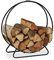 Relaxdays Leñero Interior Circular, Portaleña, Almacenaje Leña, Metálico, Acero, Negro, 65 x 61 x 26 cm