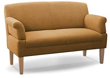 CAVADORE 2-Sitzer Küchensofa Malm, Sitzbank für Küche oder Esszimmer inkl. Armteilverstellung, Leichte Fleckentfernung dank Soft Clean, 152 x 97 x 78, Flachgewebe: gelb
