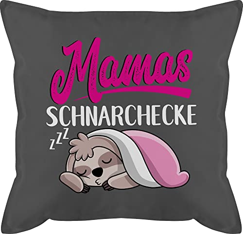 Kissen 50x50 - Mama - Mamas Schnarchecke mit Faultier - weiß - 50 x 50 cm - Grau - ostergeschenke für mütter mutter geschenk mom schnarch motivkissen faultierkissen muttertagsgeschenke mutti