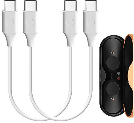 Geekria Cable de Carga Tipo C para Söny WF-1000XM3 WF-SP900 WF-H800 WI-1000XM2 WI-XB400 SBH90C WI-C310 WI-C200 / USB-C a USB-C Cable de Carga para Auriculares(Blanco 1 pie)