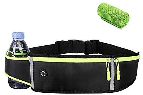 Femme Homme Ceinture de Course Étanche, Sac Banane de Sport Etanche Sacoche Pochette Smartphone Sacs avec Porte Bouteille pour VTT Randonnée Running a Pied Portable, Téléphones jusqu'à 6,5 Pouces