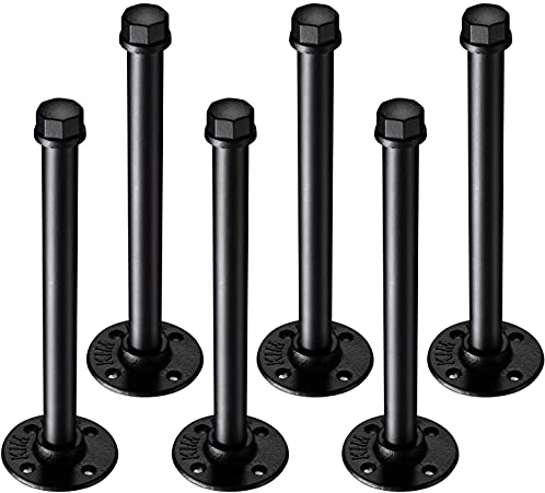 BEJOY 6 Stück industrielle Eisenrohr-Regalhalterungen 6 x 20 cm, rustikale, an der Wand montierte DIY-Regalhalterungen zum Aufhängen von benutzerdefinierten Rohrhalterungen für schwimmende Regale