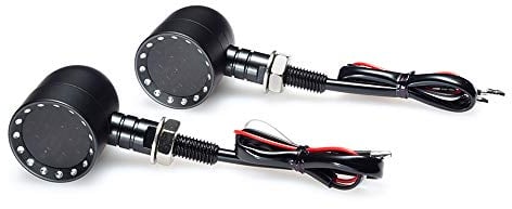 Alchemy Parts Motorbike Indicators LED Integrated Driving Lights Custom Chopper Black PAIR