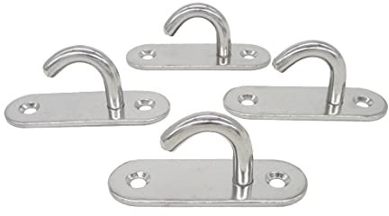 NOVSINO Edelstahl-Decken-Haken & Wandhaken – M8 Hochbelastbar mit Schraubenmontage, Rostfrei für Garage, Outdoor und Lagerung (4er-Pack)