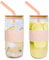 ANOTION Mason Bocal avec couvercle et paille - Gobelet réutilisable pour café glacé, grand jus de perles - 710 ml - Goulot en silicone - Rose