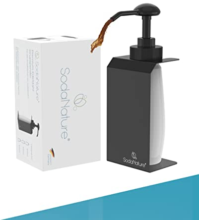 SodaNature® | Premium Sirupspender für SodaStream Sirupflaschen | Hochwertige Edelstahl-Halterung in Anthrazit inkl. edler Siruppumpe | Praktisches Zubehör für SodaStream