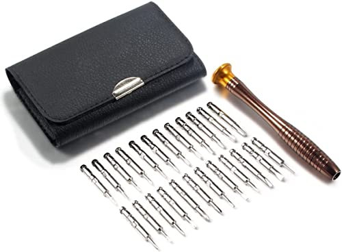 ZUKHRUF Precision Screwdriver Set 25 in 1, Mini Screwdriver Glasses Repair Set Kit, with Leather Case for Mobile Phone, PC Laptop, Watch, Computers, Electronic Workshops