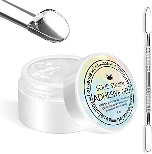 Lofuanna 15g Solid Gel Glue for Nail Tips, Rhinestone Art, Press-on Nails UV/LED Needed, 3D Sculpture Mold DIY Design with Stirring Rod (1Pcs)