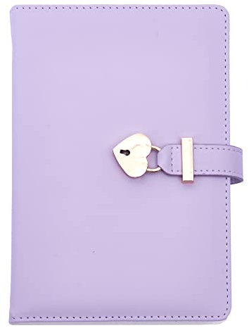 NectaRoy A5 Cute Lockable Journal with Heart-Shaped Lock & Key, Secret Notebook Travel Diary, PU Leather Writing Notepad, Padlock Personal Sketchbook Birthday Gift, 220x150mm