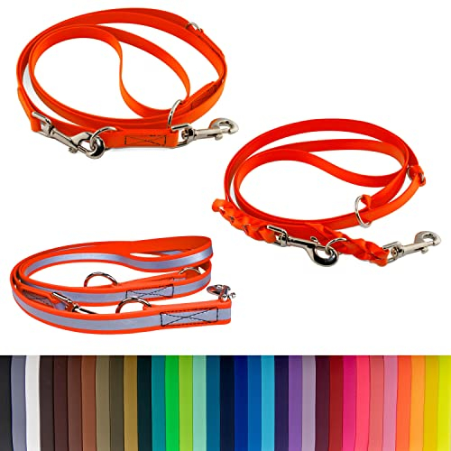 LENNIE 13mm breite BioThane Leine für Hunde von 15 bis 25 kg, verstellbare Führleine, Zwei Karabiner, 2m 3m Länge, Karabinerauswahl, genäht/geflochten