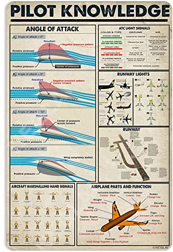 NEGLAI Pilot Knowledge Metallschilder Poster, Vintage-Dekoration, Wandkunst, Dekoration, 40,6 x 30,5 cm
