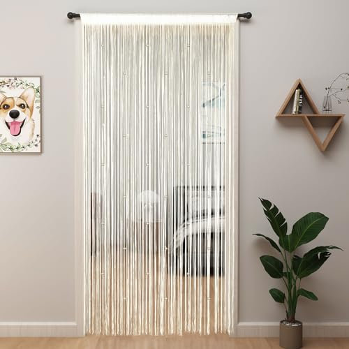 YIIBAII Perlenvorhang, Perlenvorhänge für Türen, Kristalle, geeignet für Innendekoration und Trennwände, Hippie-Schrankvorhänge (Champagner, 99 x 200 cm)
