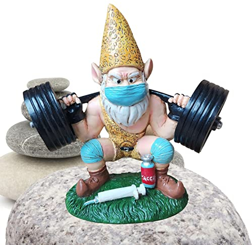 Fulenyi Trainingszwerg | Figuren Kreative Ornamente | Gartenzwerg Statue Weißer Bart Gewichtheben Zwerg Garten Ornamente Kunstharz Handwerk Für Auto Desktop Bücherregal Dekoration