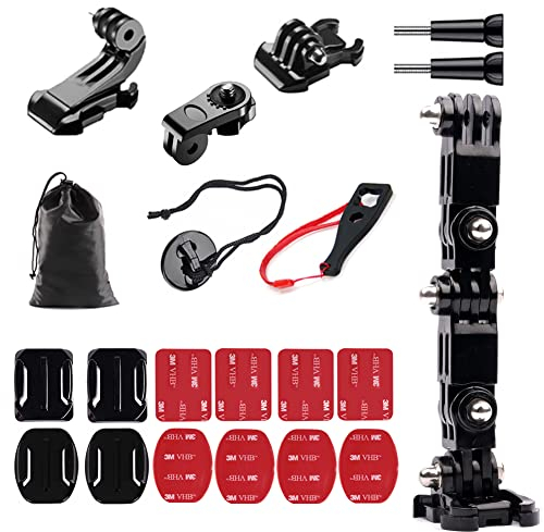 YHTSPORT Gopro Helmet Mounts Accessory Kit for Action Camera, Motorcycle Helmet Mount Kit, Adhesive Mount + Gopro Extension Arm, Gopro Mount Compatible with Gopro, DJI OSMO Action, YI Action Camera