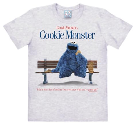 Logoshirt® Krümelmonster Life is Like A Box T-Shirt Damen & Herren | Offiziell lizenzierter Sesamstrasse-Fanartikel, weiche Baumwolle, Krümelmonster-Filmparodie auf Parkbank, hochwertiger Print