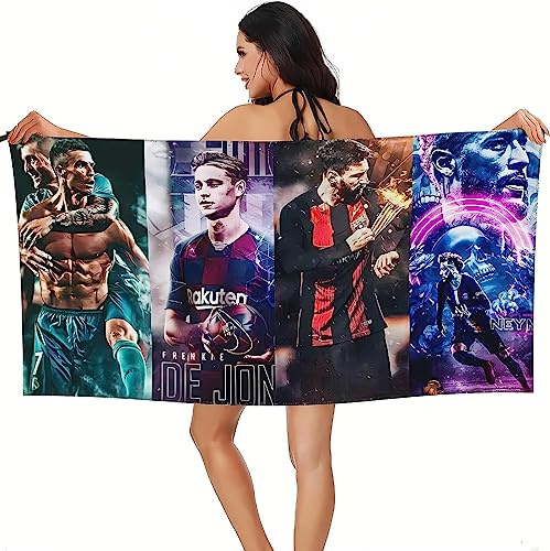 IMFLY MESI Strandtuch,onaldo Handtuch,Strandtuch Football Star-Muster,Mikrofaser Handtuch,Badetuch Tragbares,für Kinder Jungen Mädchen (A,70x140cm)