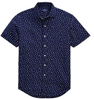 POLO RALPH LAUREN Seersucker Short-Sleeve Shirt (Rl Burgee Flag,S), Blue