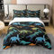 Bettwäsche-Set aus 100 % natürlicher Baumwolle, Dinosaurier-Bettbezug, Cartoon-Dinosaurier-Bettwäsche-Set, antikes Tier, bunt, schillernd, Batik, Bettbezug, schwarz, 2 Stück, Einzelbett mit