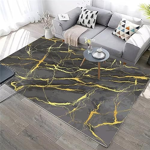 RUGMRZ Salon Auslegware Balkon umweltfreundliches geometrisches Schlafzimmer Teppiche Waschbar schwarz deko für Wohnzimmer Teppich ankleidezimmer Salon Auslegware deko modern teppich160x220CM